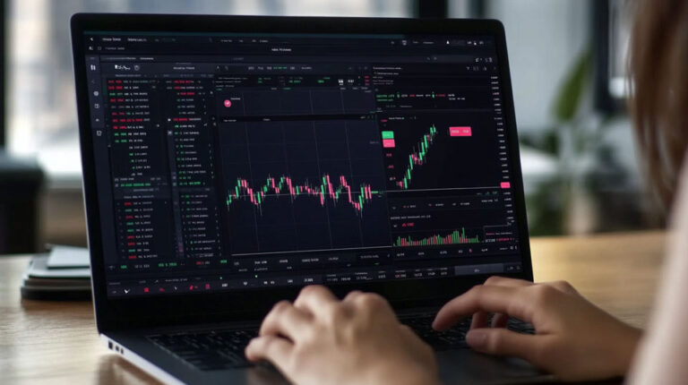 Crypto insights visible on laptop