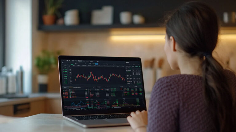 Laptop showing trading app interface