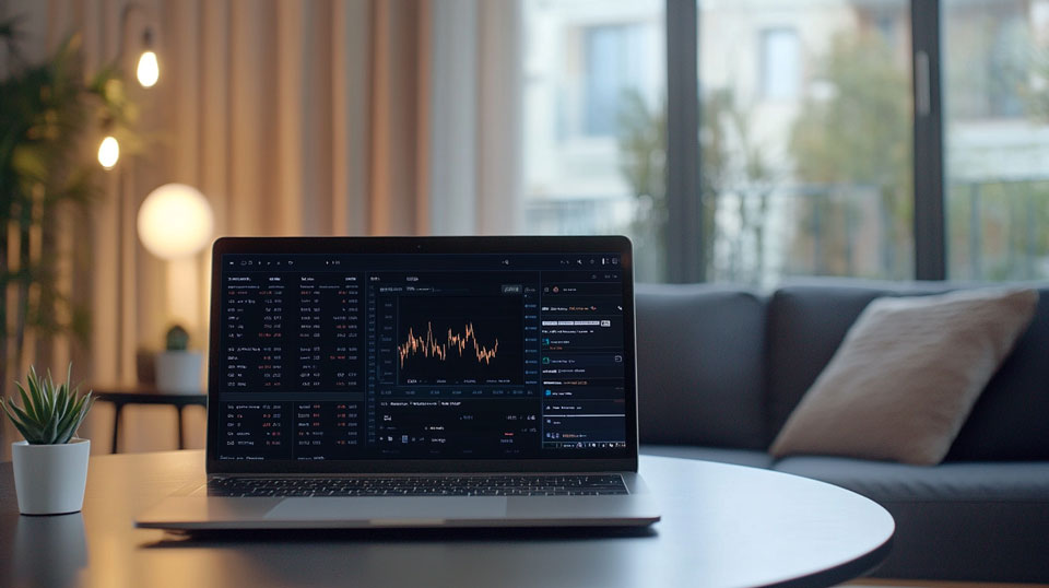 Özelliklere sahip dizüstü bilgisayar ticaret uygulaması Laptop trading app with features