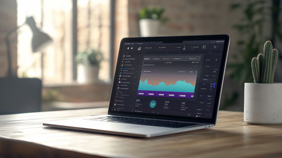Negociação de laptop para estratégia financeira Laptop trading for financial strategy
