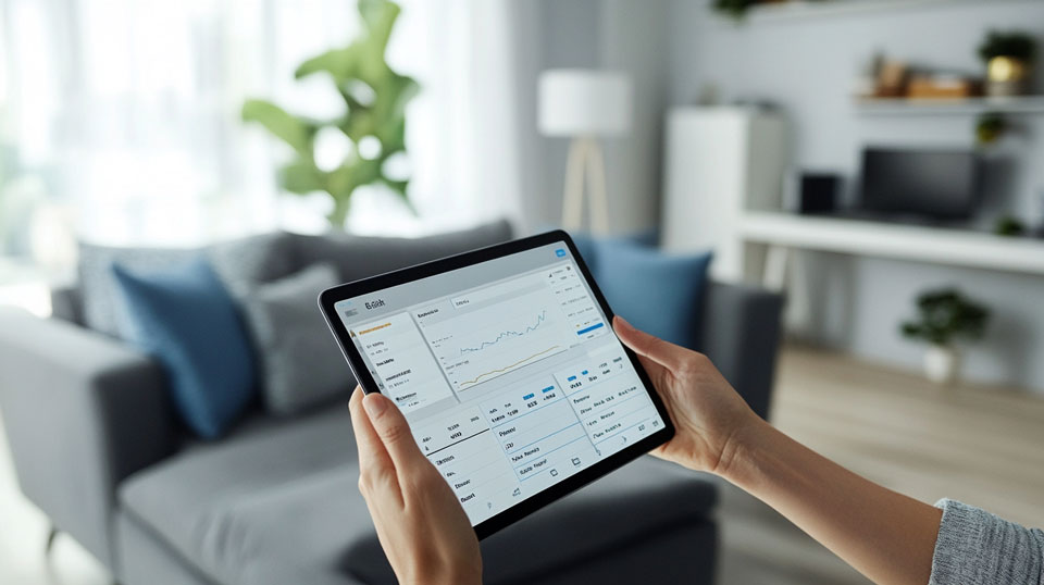 Tablet manipulando mercados em tempo real Tablet handling real-time markets